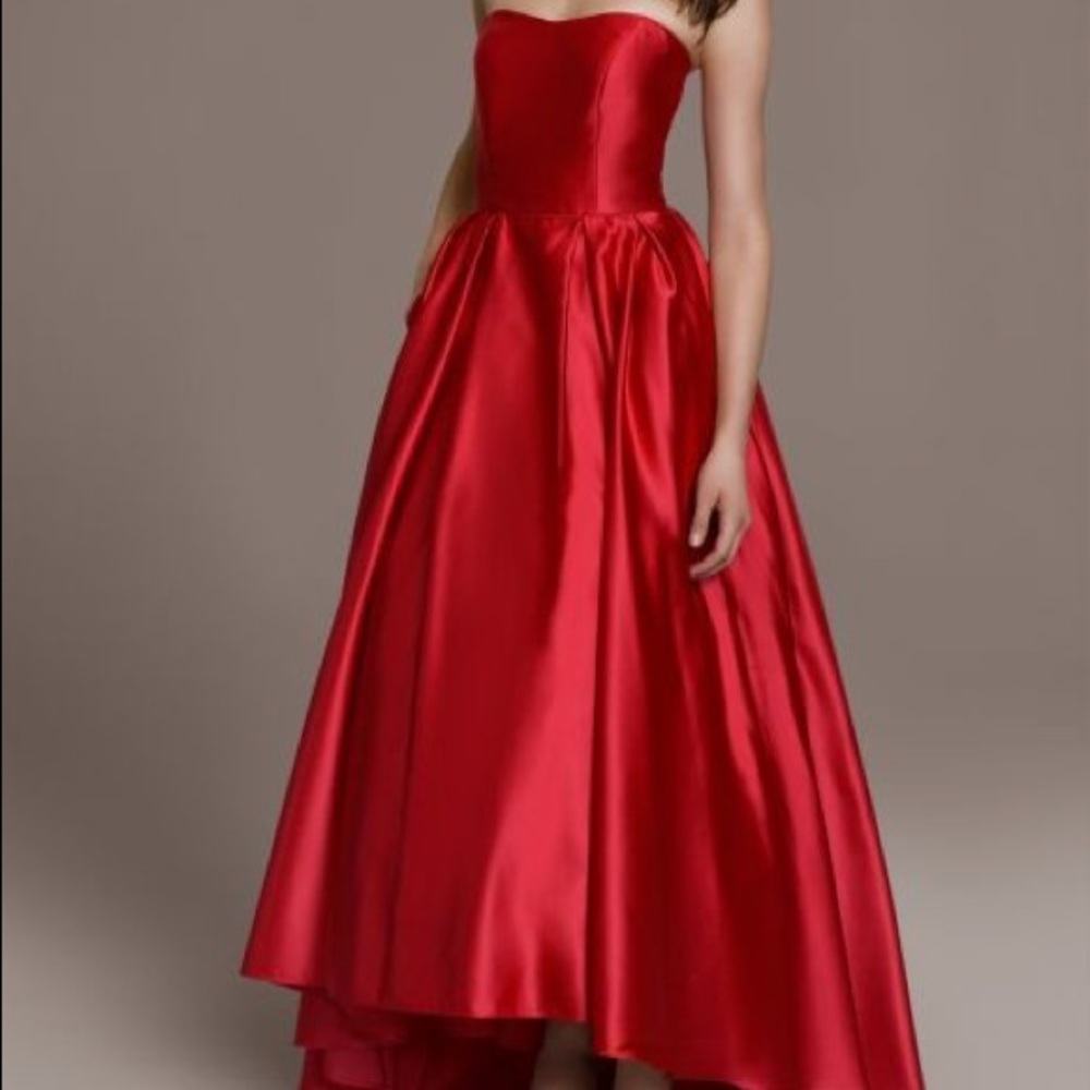 Strapless Hi-Low Red Ballgown